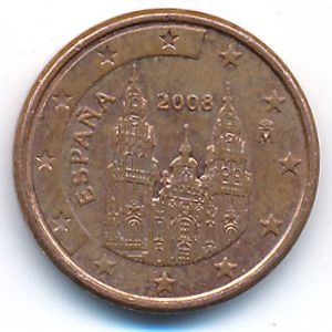 Spain, 1 euro cent, 2008
