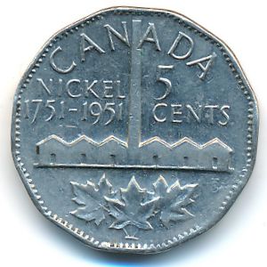 Canada, 5 cents, 1951