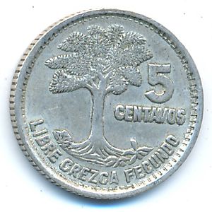 Guatemala, 5 centavos, 1950–1957