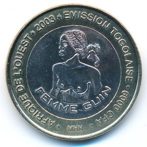 Togo., 6000 francs CFA, 2003