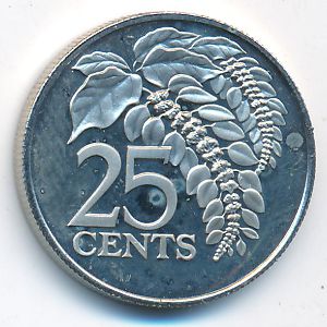 Trinidad & Tobago, 25 cents, 1974