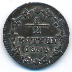 Швейцария, 1/2 батцена (1803 г.)