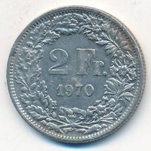 Швейцария, 2 франка (1970 г.)