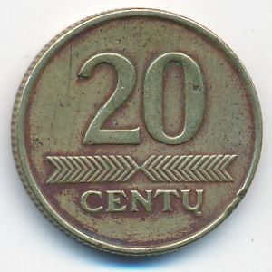 Литва, 20 центов (1997 г.)