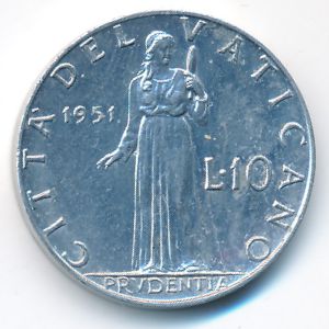 Ватикан, 10 лир (1951 г.)