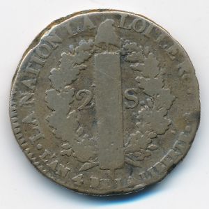 Франция, 2 соля (1792 г.)