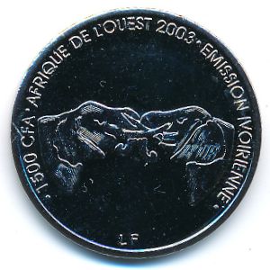 Кот-д`Ивуар., 1500 франков КФА (2003 г.)