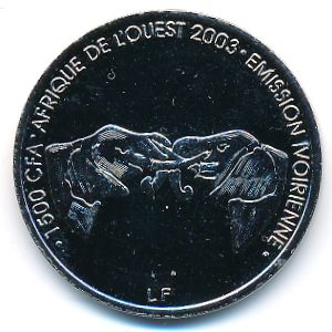 Кот-д`Ивуар., 1500 франков КФА (2003 г.)