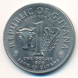 Guyana, 1 dollar, 1970