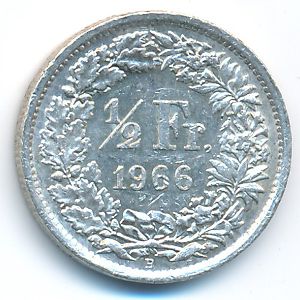 Швейцария, 1/2 франка (1966 г.)