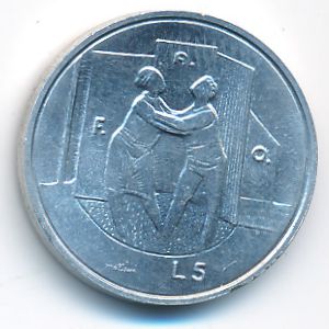San Marino, 5 lire, 1976