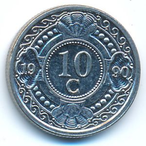 Антильские острова, 10 центов (1990 г.)