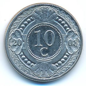 Антильские острова, 10 центов (2008 г.)
