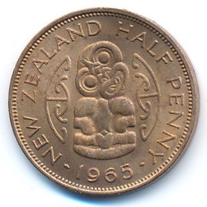 New Zealand, 1/2 penny, 1965