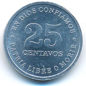 Nicaragua, 25 centavos, 1987