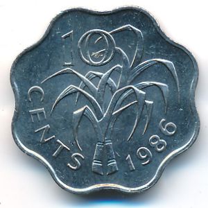 Swaziland, 10 cents, 1986