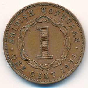 Британский Гондурас, 1 цент (1951 г.)