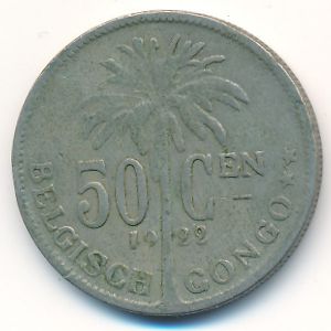 Belgian Congo, 50 centimes, 1922