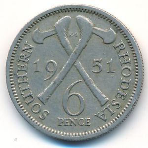 Южная Родезия, 6 пенсов (1951 г.)
