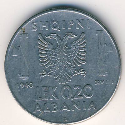 Албания, 0,20 лек (1940 г.)