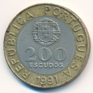 Portugal, 200 escudos, 1991