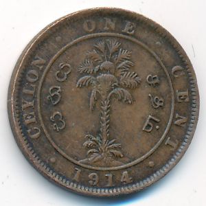 Цейлон, 1 цент (1914 г.)