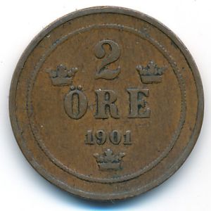 Швеция, 2 эре (1901 г.)