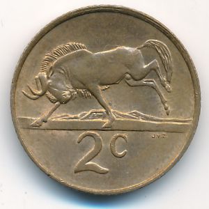 South Africa, 2 cents, 1986