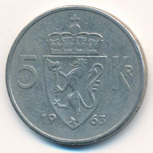 Норвегия, 5 крон (1963 г.)