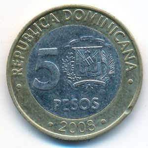 Доминиканская республика, 5 песо (2008 г.)
