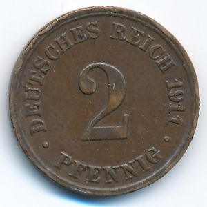Германия, 2 пфеннига (1911 г.)