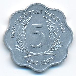 East Caribbean States, 5 cents, 1981