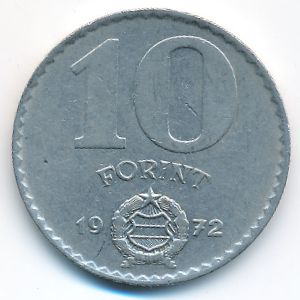 Венгрия, 10 форинтов (1972 г.)