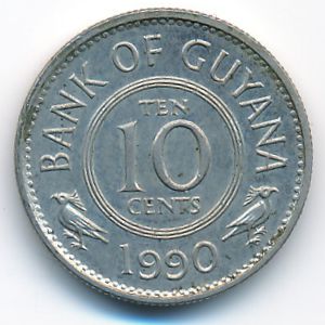 Гайана, 10 центов (1990 г.)