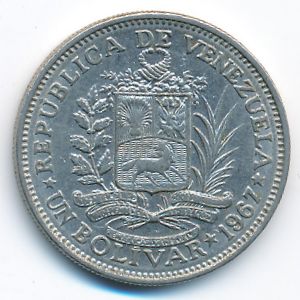 Venezuela, 1 bolivar, 1967