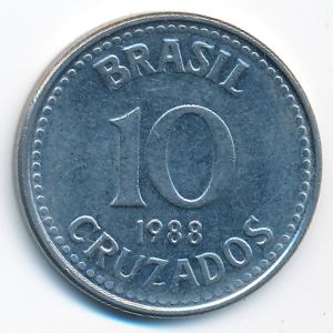 Brazil, 10 cruzados, 1988