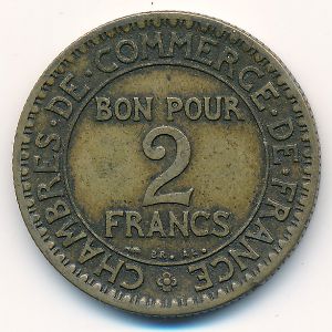 Франция, 2 франка (1923 г.)