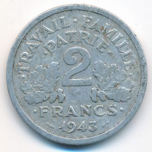 Франция, 2 франка (1943 г.)