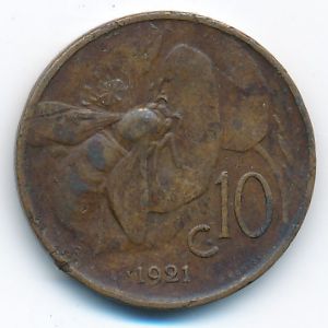 Italy, 10 centesimi, 1921