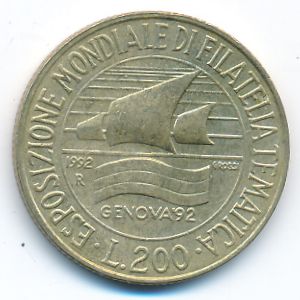 Италия, 200 лир (1992 г.)