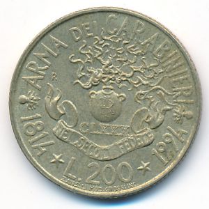 Италия, 200 лир (1994 г.)