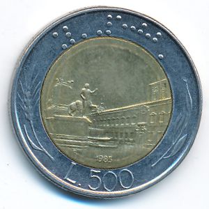 Italy, 500 lire, 1985