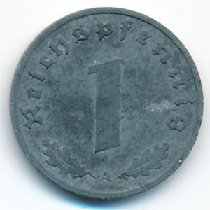 Nazi Germany, 1 reichspfennig, 1943