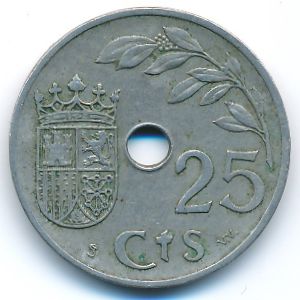 Spain, 25 centimos, 1937