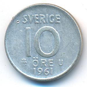 Sweden, 10 ore, 1961
