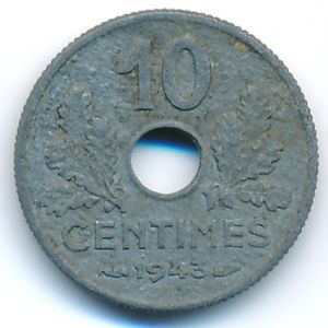 France, 10 centimes, 1943