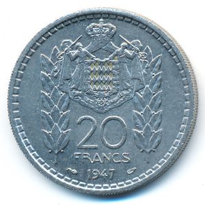 Monaco, 20 francs, 1947