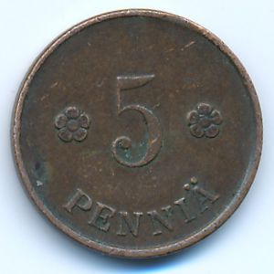 Finland, 5 pennia, 1920