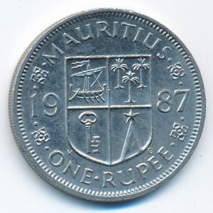 Mauritius, 1 rupee, 1987