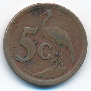 South Africa, 5 cents, 1991